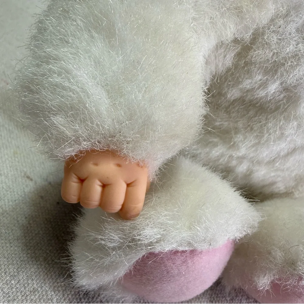 Vintage Anne Geddes Baby Bunnies White Bunny Plush Beanie Soft Toy Doll 1997